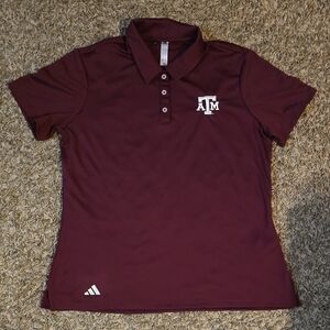 Adidas Burgundy Golf Polo Shirt Texas A&M Womens Large Maroon New 50 UPF